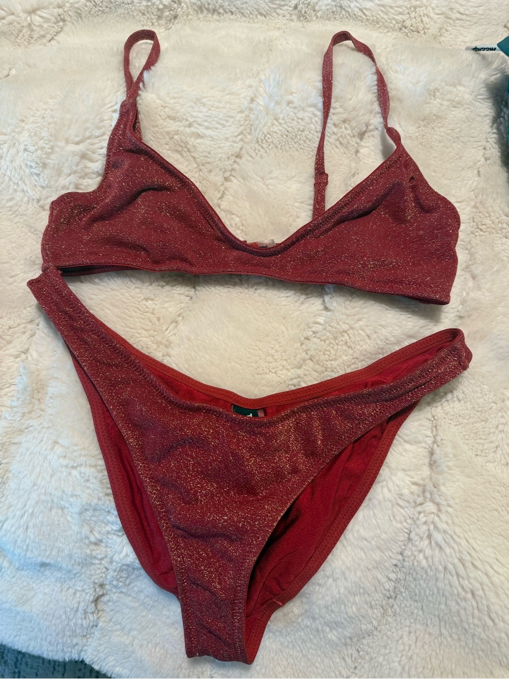 triangl swimwear Red Shimmer Bikini Set